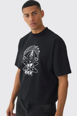 Oversized Boxy Peached Heavyweight Graphic T-shirt | UK^boohooMAN Sale