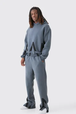 boohooMAN Oversized Boxy Peached Man Dash Split Hem Tracksuit | UK| Tracksuits