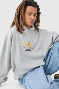 boohooMAN Oversized Boxy Plush Drop Shoulder Printed Hoodie | UK| Hoodies & Sweatshirts