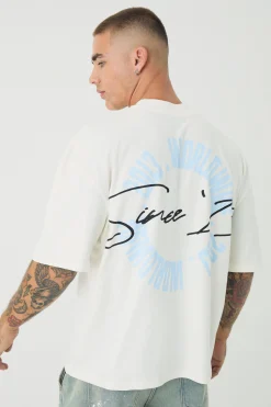 Oversized Boxy Printed Embossed Worldwide Half Sleeve T-shirt | UK^boohooMAN Hot