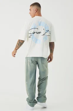 Oversized Boxy Printed Embossed Worldwide Half Sleeve T-shirt | UK^boohooMAN Hot