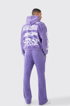 boohooMAN Oversized Boxy Puff Print Wash Hooded Tracksuit | UK| Tracksuits