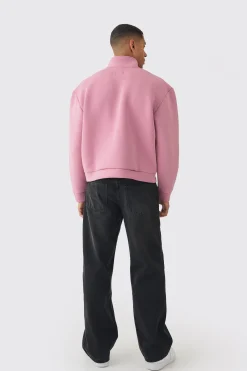 boohooMAN Oversized Boxy Quarter Zip Bonded Scuba Sweatshirt | UK| Hoodies & Sweatshirts