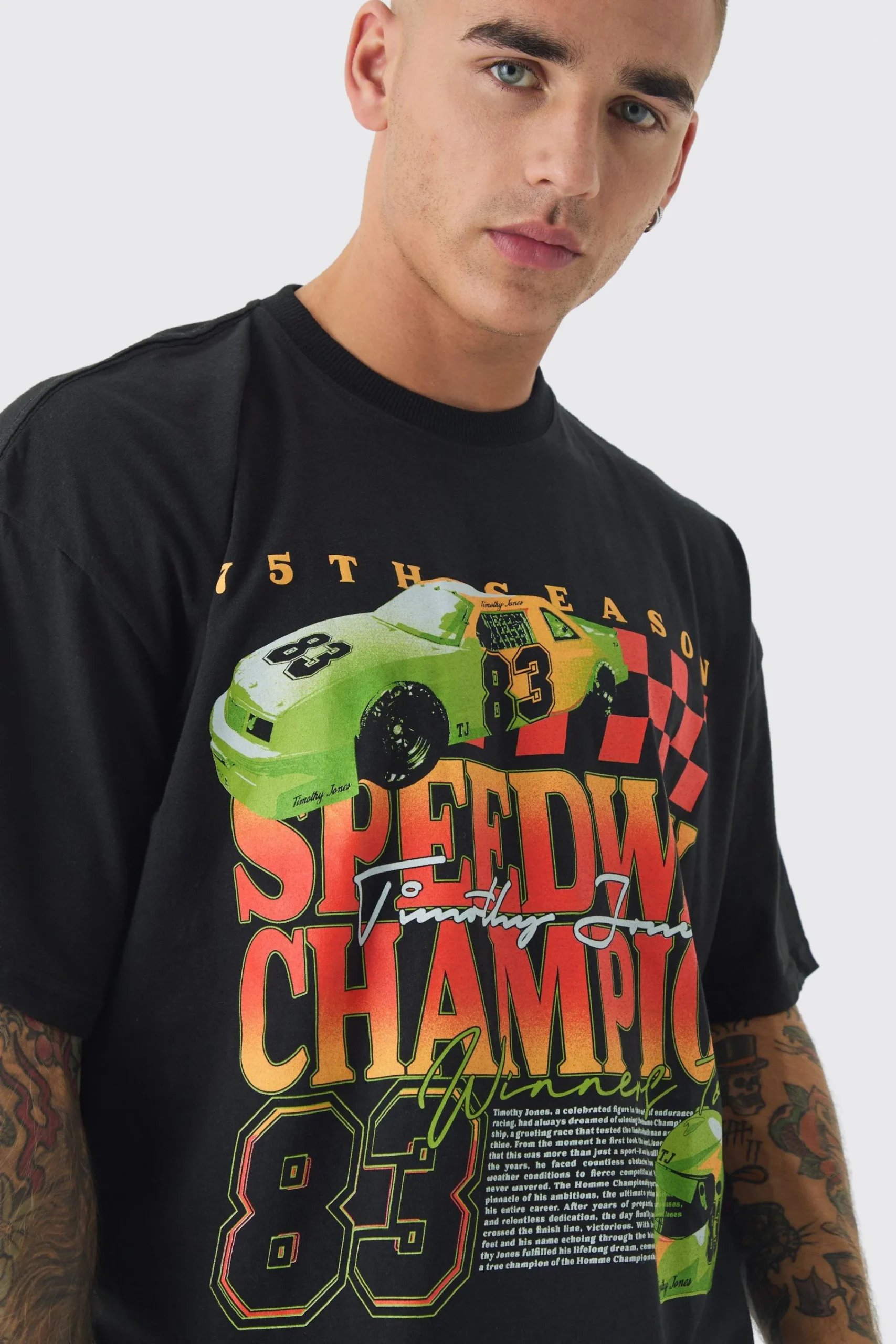 Oversized Boxy Racing Car T-shirt | UK^boohooMAN
