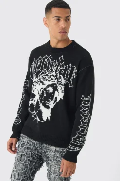 boohooMAN Oversized Boxy Renaissance Jacquard Jumper | UK| Knitwear