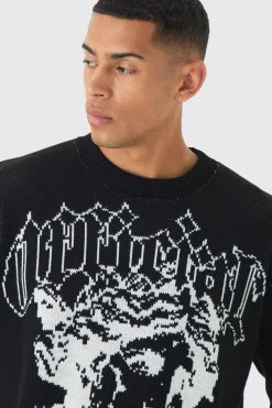 boohooMAN Oversized Boxy Renaissance Jacquard Jumper | UK| Knitwear
