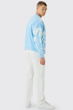 boohooMAN Oversized Boxy Renaissance Graphic Knit Cardigan | UK| Knitwear
