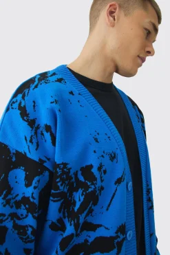 boohooMAN Oversized Boxy Renaissance Graphic Knit Cardigan | UK| Knitwear