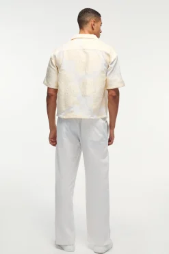 boohooMAN Oversized Boxy Revere Applique Shirt In | UK| Shirts