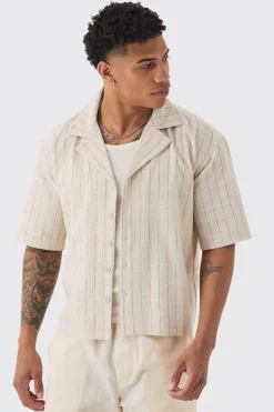 boohooMAN Oversized Boxy Revere Linen Shirt | UK| Shirts