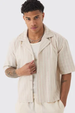boohooMAN Oversized Boxy Revere Linen Shirt | UK| Shirts