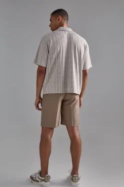 Oversized Boxy Revere Marl Stripe Polo | UK^boohooMAN Sale