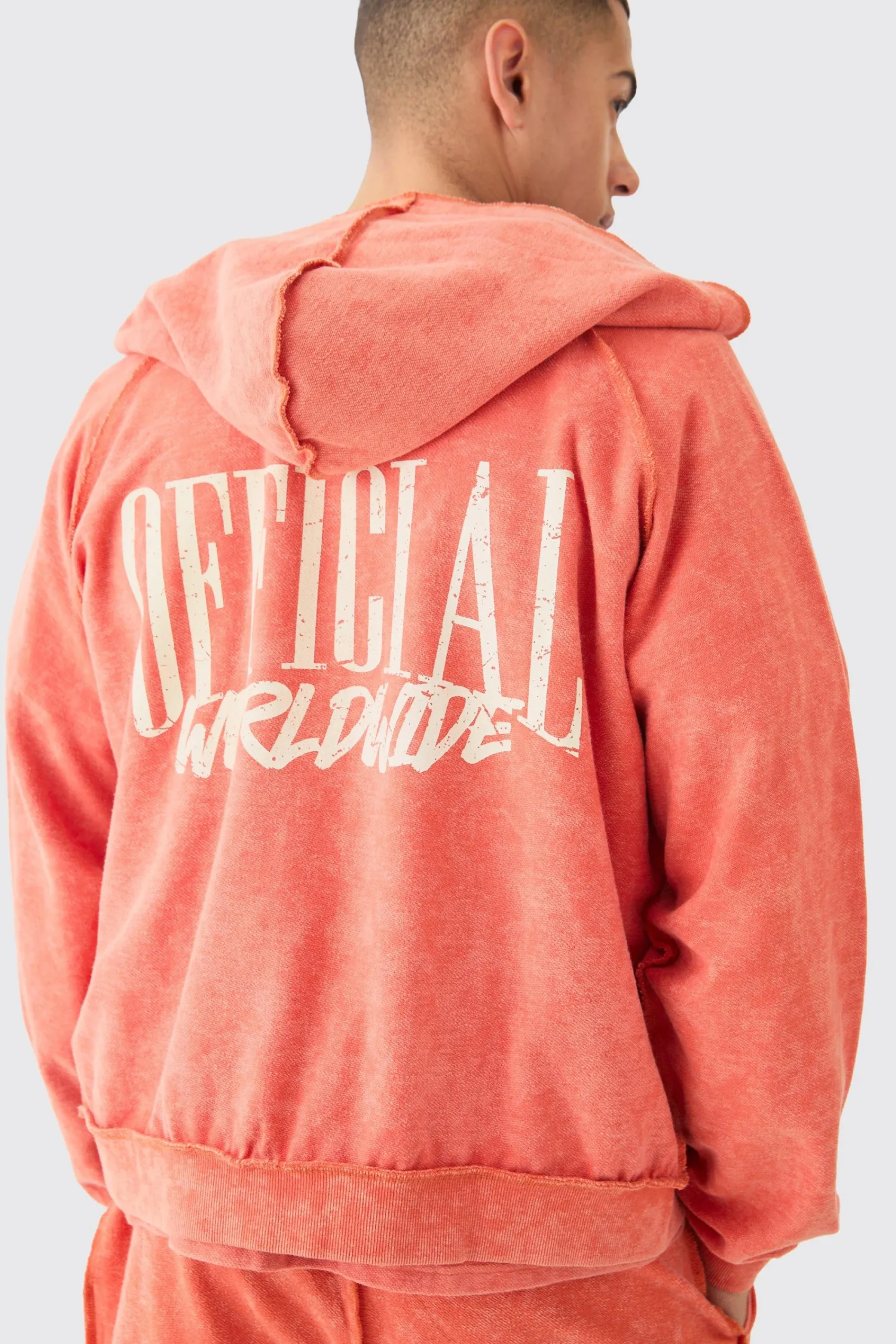 boohooMAN Oversized Boxy Reverse Loopback Printed Zip Through Hoodie | UK| Hoodies & Sweatshirts