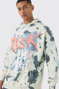 boohooMAN Oversized Boxy Risk Print Hoodie | UK| Hoodies & Sweatshirts