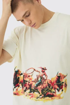 Oversized Boxy Rodeo Print T-Shirt | UK^boohooMAN Clearance