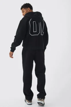 boohooMAN Oversized Boxy Seam Detail Varsity Print Tracksuit | UK| Tracksuits
