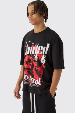 Oversized Boxy Skull Print T-Shirt | UK^boohooMAN Best