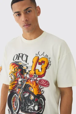 Oversized Boxy Skull Racing Print T-Shirt | UK^boohooMAN New