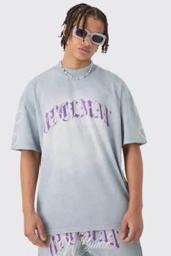 boohooMAN Oversized Boxy Spray Wash Multi Heart T-shirt & Short Set | UK| Sets & Co-Ords|Tracksuits