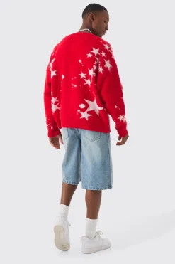 boohooMAN Oversized Boxy Star Brushed Knitted Cardigan | UK| Knitwear