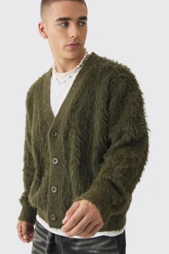 boohooMAN Oversized Boxy Super Fluffy Knitted Cardigan | UK| Knitwear