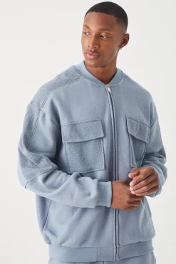 boohooMAN Oversized Boxy Textured Pocket Bomber Jacket | UK| Coats & Jackets