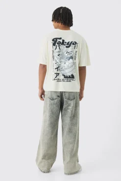 Oversized Boxy Tokyo Back Graphic T-Shirt | UK^boohooMAN Best
