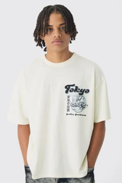 Oversized Boxy Tokyo Back Graphic T-Shirt | UK^boohooMAN Best