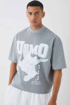 Oversized Boxy Tonal Printed Heavyweight T-shirt | UK^boohooMAN New