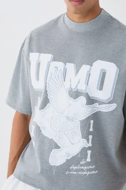 Oversized Boxy Tonal Printed Heavyweight T-shirt | UK^boohooMAN New