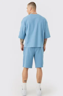 boohooMAN Oversized Boxy Varsity Half Sleeve T-shirt & Short Set | UK| Sets & Co-Ords|Tracksuits