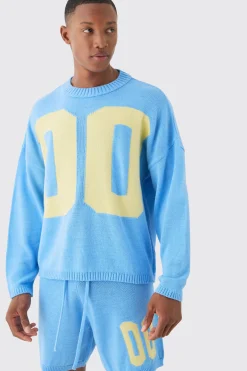 boohooMAN Oversized Boxy Varsity Knit Jumper | UK| Tracksuits
