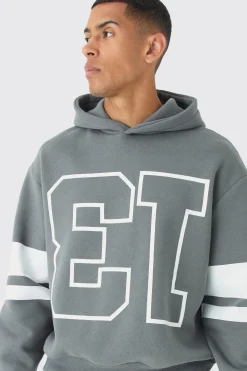 boohooMAN Oversized Boxy Varsity Stripe Hoodie | UK| Hoodies & Sweatshirts