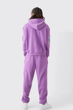 boohooMAN Oversized Boxy Varsity Zip Through Hooded Tracksuit | UK| Tracksuits