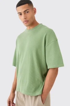 Oversized Boxy Waffle T-shirt | UK^boohooMAN Outlet
