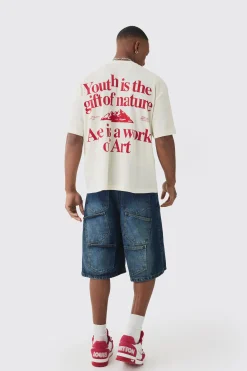 Oversized Boxy Waffle Youth Graphic T-shirt | UK^boohooMAN Discount