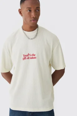 Oversized Boxy Waffle Youth Graphic T-shirt | UK^boohooMAN Discount