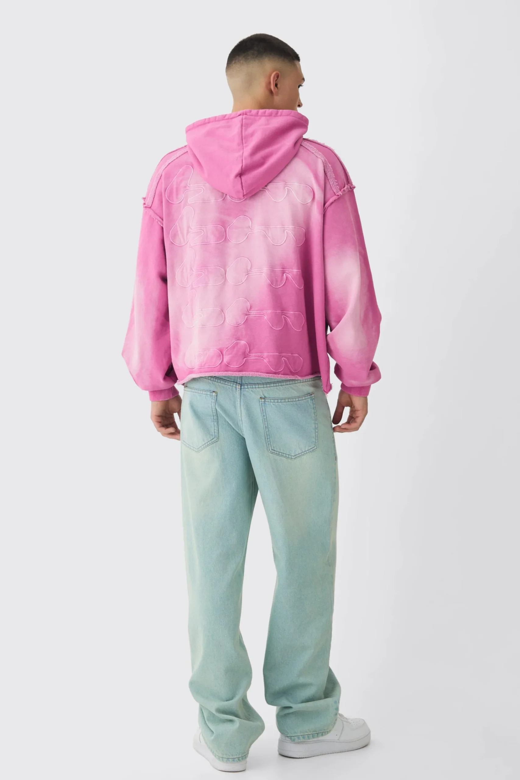 boohooMAN Oversized Boxy Washed Applique Hoodie | UK| Hoodies & Sweatshirts