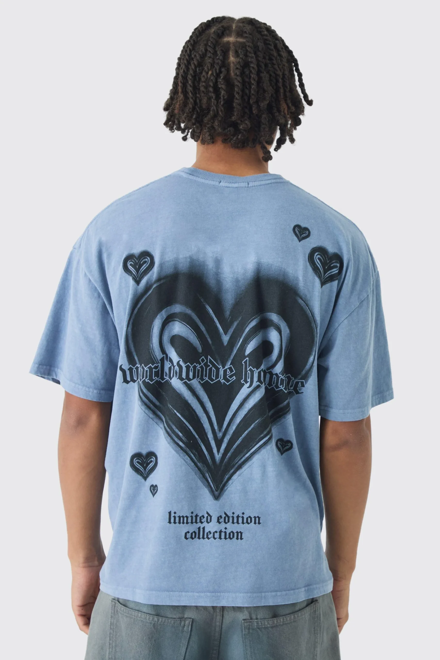 Oversized Boxy Washed Heart Print T-Shirt | UK^boohooMAN Outlet