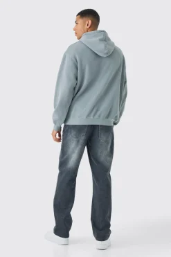 boohooMAN Oversized Boxy Washed Highbuild Blanc Print Hoodie | UK| Hoodies & Sweatshirts