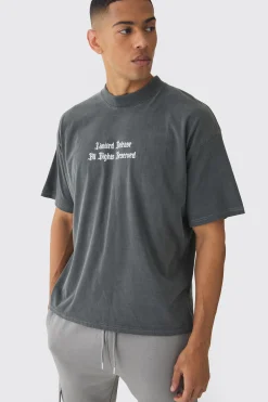 Oversized Boxy Washed Large Scale Renaissance Back Print T-Shirt | UK^boohooMAN