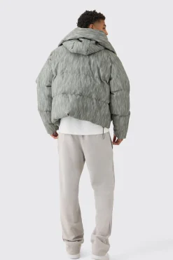 boohooMAN Oversized Boxy Washed Pu Hooded Puffer Coat In | UK| Coats & Jackets