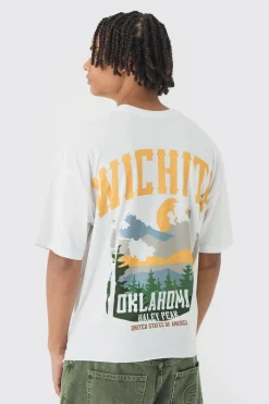 Oversized Boxy Wichita Printed Raw Hem T-Shirt | UK^boohooMAN Sale