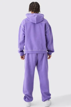 boohooMAN Oversized Boxy Worldwide Contrast Stitch Hooded Tracksuit | UK| Tracksuits