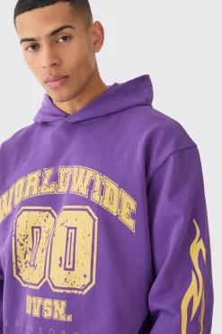 boohooMAN Oversized Boxy Worldwide Varsity Hoodie | UK| Hoodies & Sweatshirts