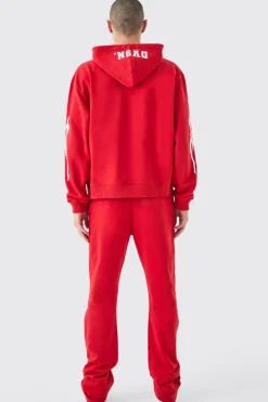 boohooMAN Oversized Boxy Worldwide Varsity Hooded Tracksuit | UK| Tracksuits