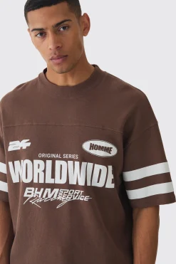 Oversized Boxy Worldwide Waffle T-shirt | UK^boohooMAN Clearance