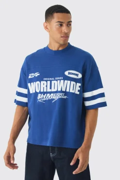 Oversized Boxy Worldwide Waffle T-shirt | UK^boohooMAN Online