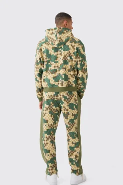 boohooMAN Oversized Boxy Zip Through Camo Hoodie Tracksuit | UK| Tracksuits