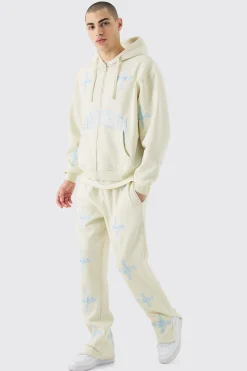 boohooMAN Oversized Boxy Zip Through Homme Embroidered Hood Tracksuit | UK| Tracksuits